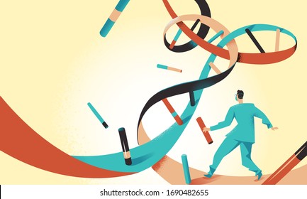 Doctor running inside DNA helix