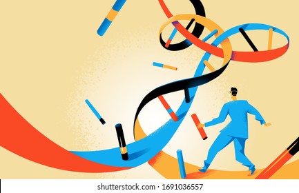 Doctor Running Inside DNA Helix