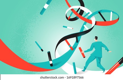 Doctor running inside DNA helix