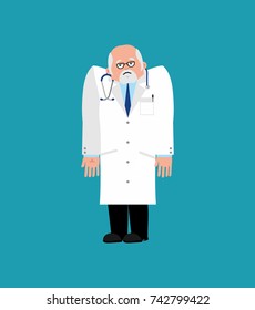 Doctor sad emotion. Physician sorrowful. Vector illustration
