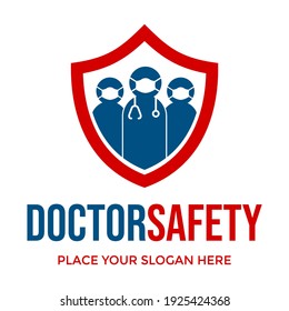 Doctor safety vector logo template. This design use human symbol. Suitable for medical.