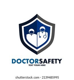 Doctor safety vector logo template. This design use human symbol. Suitable for medical.
