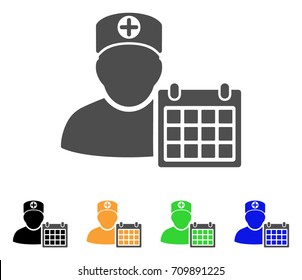 Doctor Schedule Calendar vector icon. Style is a flat graphic symbol in grey, black, yellow, blue, green color versions. Designed for web and mobile apps.