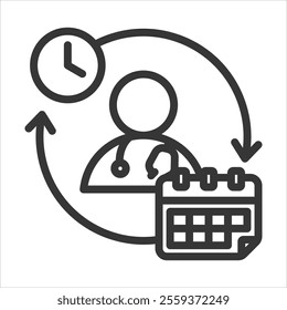 Doctor Schedule Outline Icon Vector Illustration