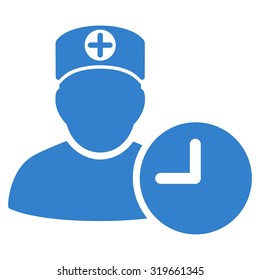 Doctor Schedule vector icon. Style is flat symbol, cobalt color, rounded angles, white background.