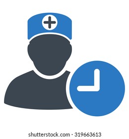 Doctor Schedule vector icon. Style is bicolor flat symbol, smooth blue colors, rounded angles, white background.