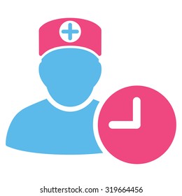 Doctor Schedule vector icon. Style is bicolor flat symbol, pink and blue colors, rounded angles, white background.