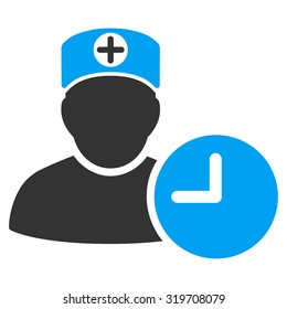 Doctor Schedule vector icon. Style is bicolor flat symbol, blue and gray colors, rounded angles, white background.