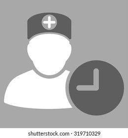 Doctor Schedule vector icon. Style is bicolor flat symbol, dark gray and white colors, rounded angles, silver background.