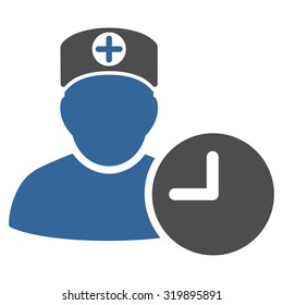 Doctor Schedule vector icon. Style is bicolor flat symbol, cobalt and gray colors, rounded angles, white background.