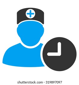 Doctor Schedule vector icon. Style is bicolor flat symbol, blue and gray colors, rounded angles, white background.