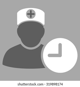 Doctor Schedule vector icon. Style is bicolor flat symbol, dark gray and white colors, rounded angles, silver background.