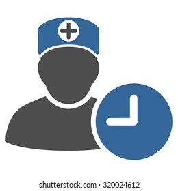 Doctor Schedule vector icon. Style is bicolor flat symbol, cobalt and gray colors, rounded angles, white background.