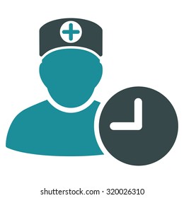Doctor Schedule vector icon. Style is bicolor flat symbol, soft blue colors, rounded angles, white background.