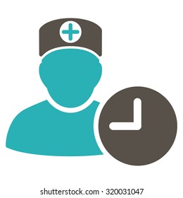Doctor Schedule vector icon. Style is bicolor flat symbol, grey and cyan colors, rounded angles, white background.
