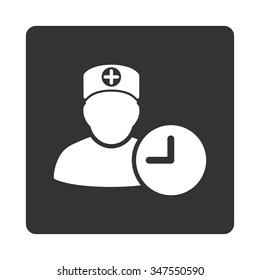 Doctor Schedule vector icon. Style is flat rounded square button, white and gray colors, white background.