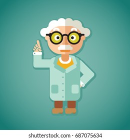 doctor science lab smart man flat icon icon science set flat scientist symbol scientist in glasses, scholar, researcher professor elements evidence doctor teacher lecture doc doctor