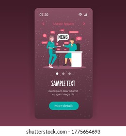 doctor and scientist chatting during meeting medical workers discussing daily news chat bubble communication concept smartphone screen copy space full length vector illustration