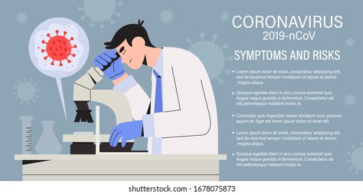 Doctor scientist or health care professional testing Clinical Specimens for Coronavirus Disease 2019 COVID-19. Medical specialist check Initial diagnostic test with microscope. Vaccine research.