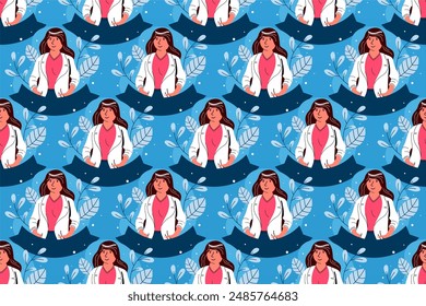 Doctor seamless pattern background. People seamless pattern background