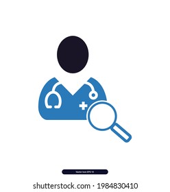 Doctor Search icons. Medical and Health Care Icons. Includes such as Emergency, Heartbeat, Medical equipment, tools Icons. Vector illustration, Illustration eps 10
