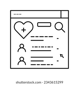 doctor search online web site line icon vector. doctor search online web site sign. isolated contour symbol black illustration