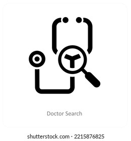 Doctor Search And Visit Icon Concept