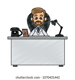 Doctor seated at office scribble