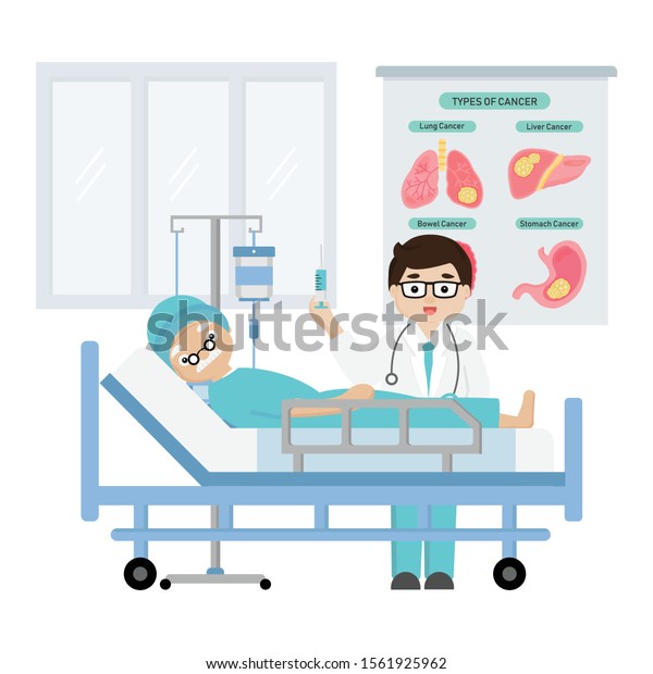 Doctor Senior Man Cancer Lying Hospital Stock Vector (Royalty Free ...