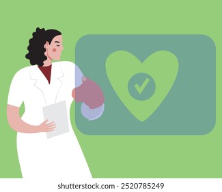 doctor and sensory halogram as a concept for online technological medical care, flat vector stock illustration with place for text