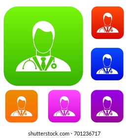 Doctor set icon in different colors isolated vector illustration. Premium collection