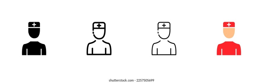 Doctor set icon. Medicines, vaccination, hospital, immunity, safety, virus, doctor, treatment, referral, prescription, treatment plan. Healthcare concept. Vector icon in line, black and colorful style