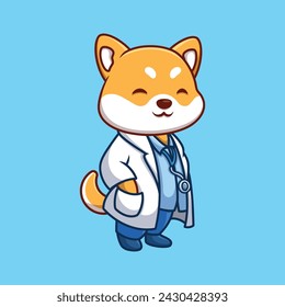 Doctor Shiba Inu Cute Cartoon Illustration