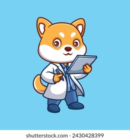 Doctor Shiba Inu Cute Cartoon Illustration