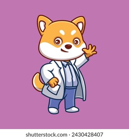 Doctor Shiba Inu Cute Cartoon Illustration