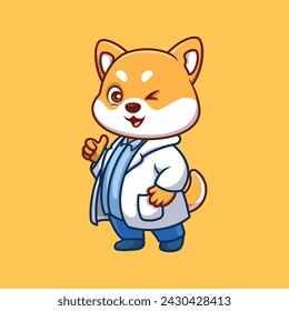 Doctor Shiba Inu Cute Cartoon Illustration