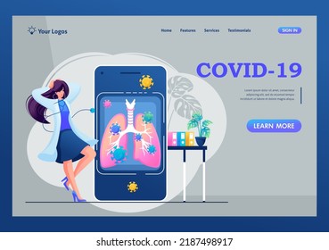 Doctor is shocked by the tests received, the lesion of the lungs of the Covid-2019. Concept for landing page
