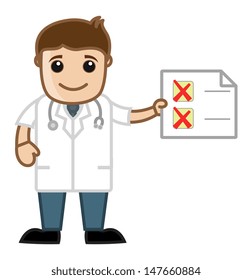 Doctor Showing Checklist - Office Cartoon Characters