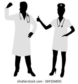 doctor Showing Muscle Arms, female doctor showing like, thumb up