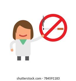 Doctor showing a no smoking sign, vector illustration design. Health care characters collection.