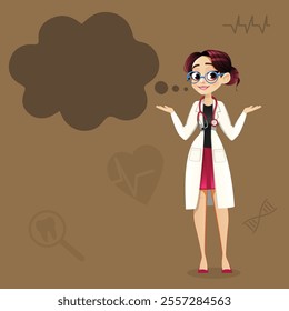 A doctor Showing thought bubble vector Background.
