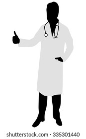 doctor showing thumbs up gesture, isolated over white background