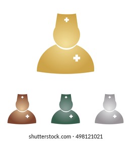 Doctor sign illustration. Metal icons on white backgound.