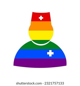 Doctor sign illustration. Rainbow gay LGBT rights colored Icon at white Background. Illustration.