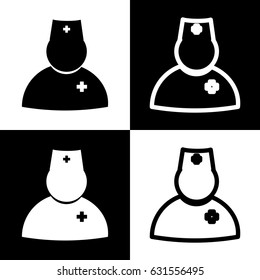 Doctor sign illustration. Vector. Black and white icons and line icon on chess board.