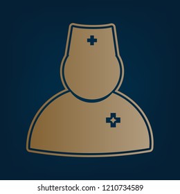 Doctor sign illustration. Vector. Golden icon and border at dark cyan background.