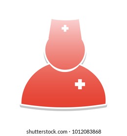 Doctor sign illustration. Vector. Reddish icon with white and gray shadow on white background. Isolated.