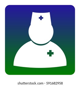 Doctor sign illustration. Vector. White icon at green-blue gradient square with rounded corners on white background. Isolated.