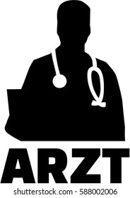 Doctor silhouette with german job title