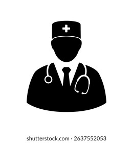 Doctor silhouette icon vector flat design on white background